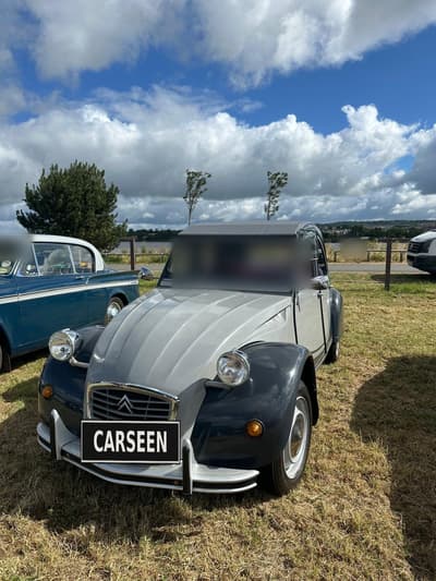 1986 Citroën 2CV in two-tone grey, front three-quarter view