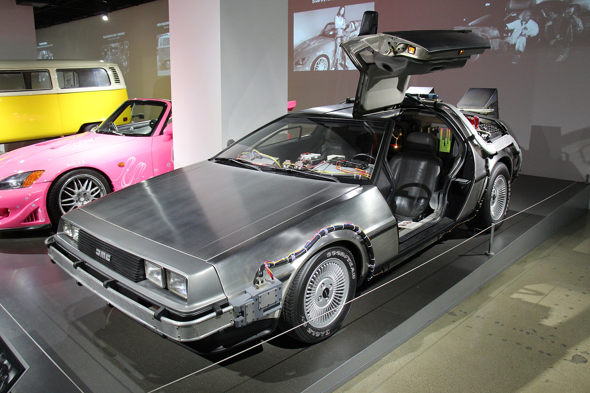 Stainless steel DeLorean DMC-12 dressed as a time machine